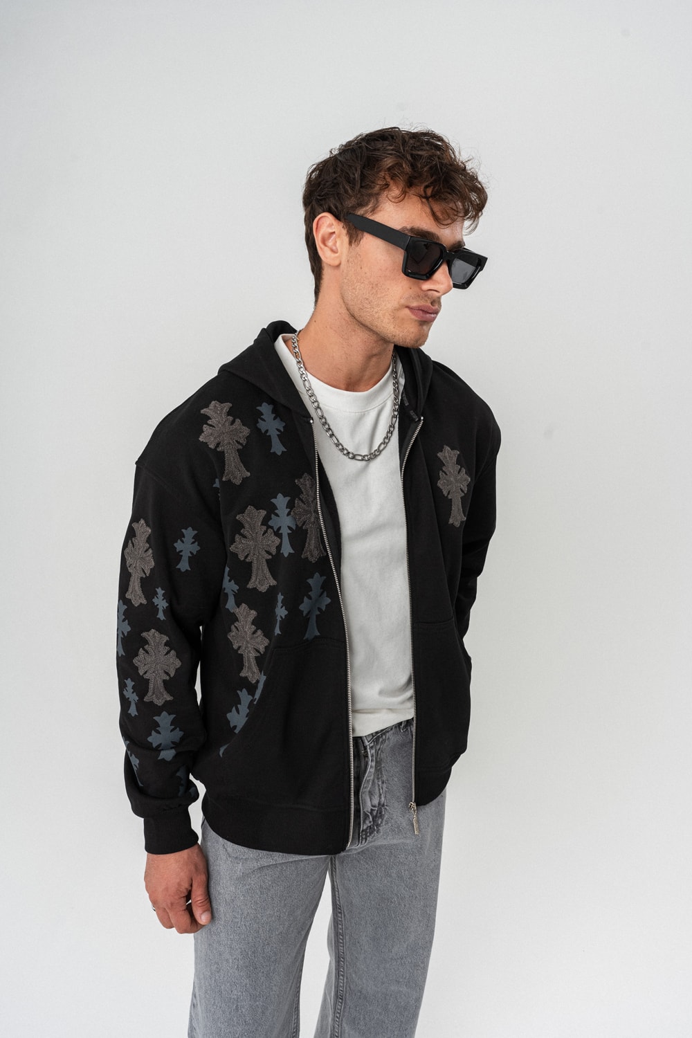 Grafflow Nakış Detay Fermuarlı Sweatshirt Hoodie