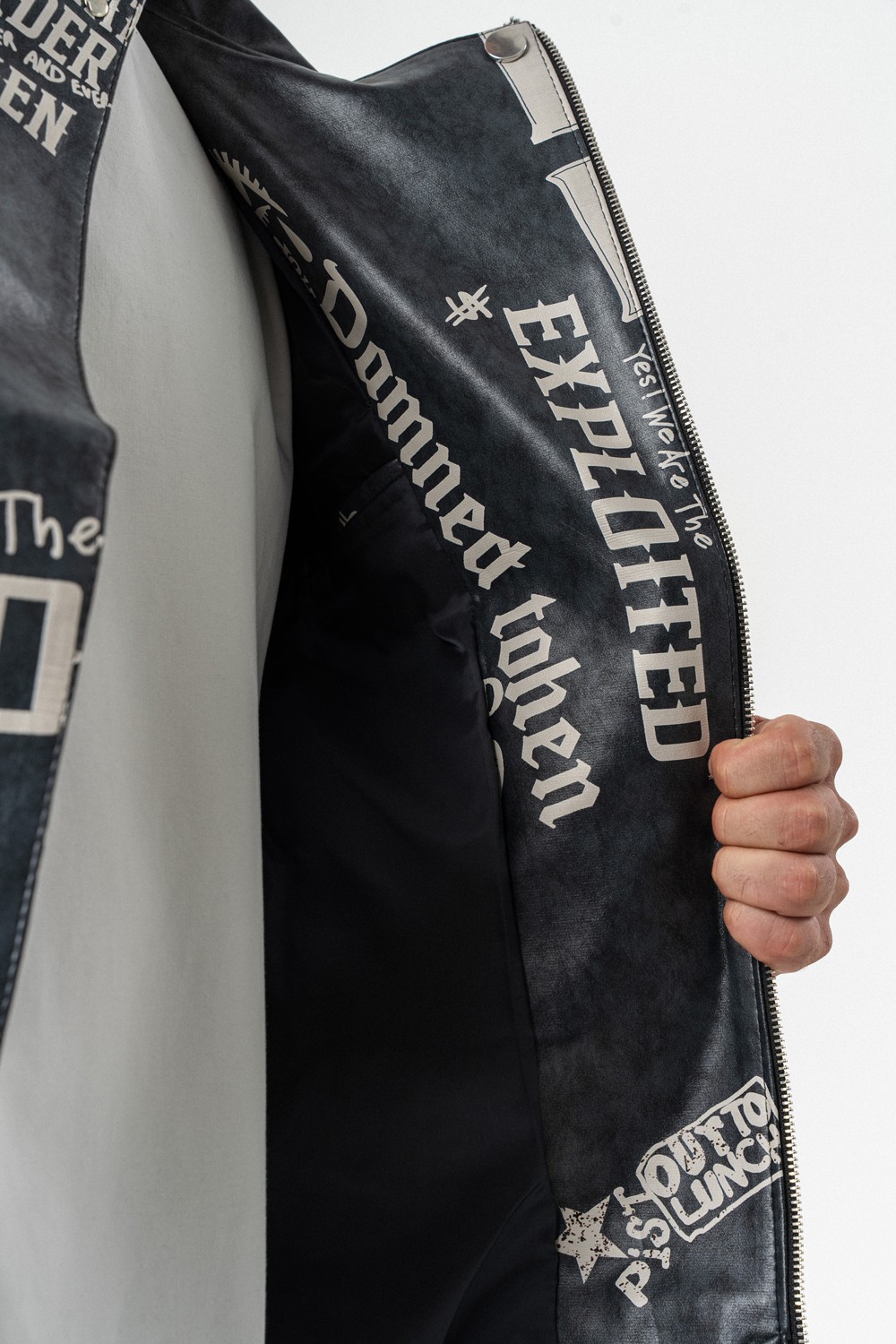 Disthunt Fermuarlı Retro Deri Biker Ceket