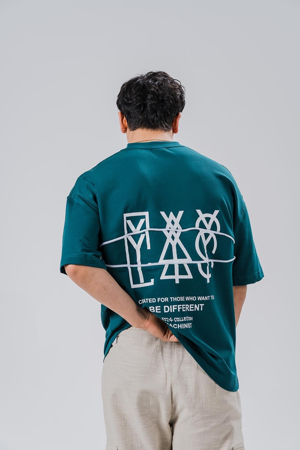 Be Different  Fermuar Detay Bisiklet Yaka Oversize T-shirt