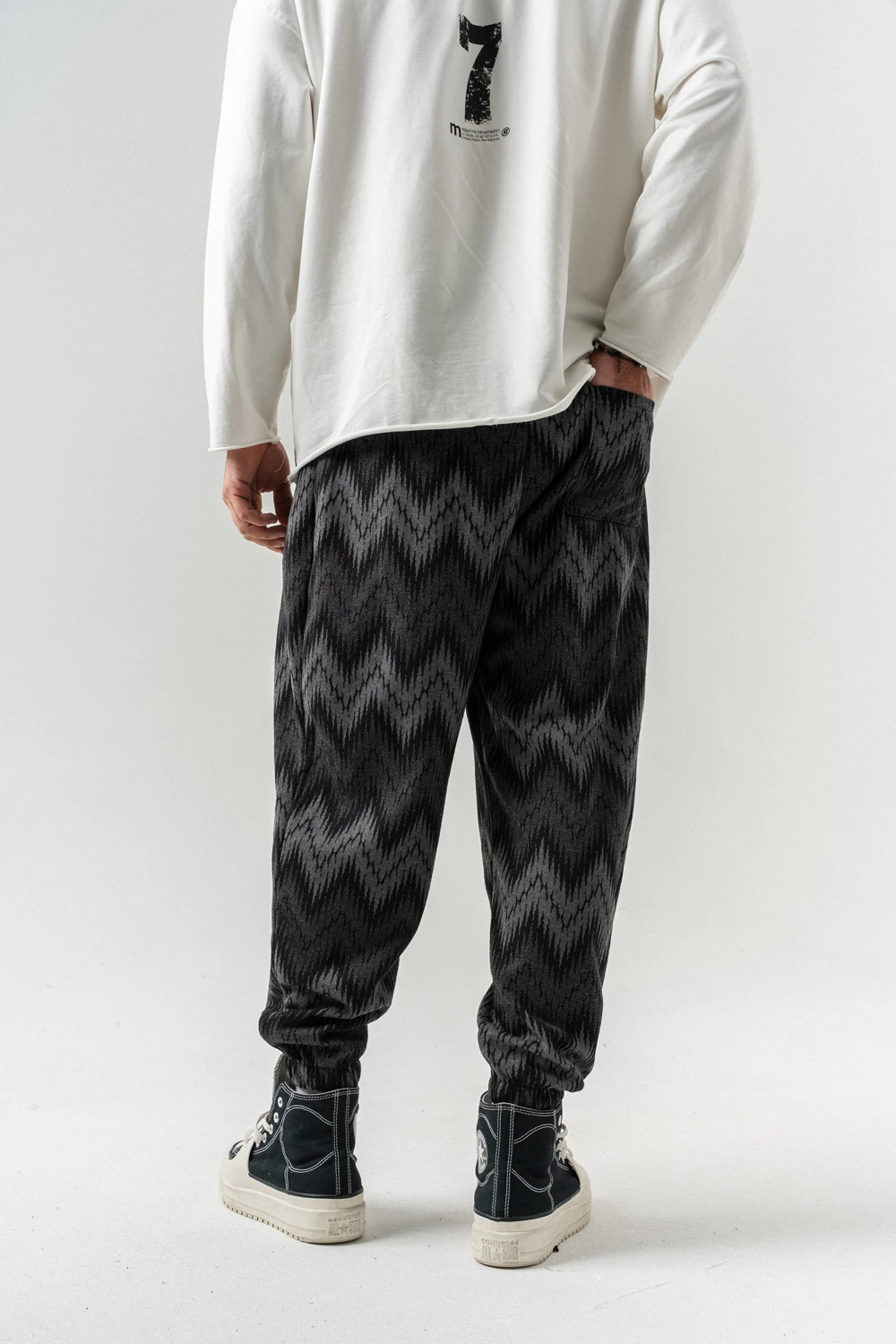 Mosaic Bel ve Paça Lastikli Pileli Şalvar