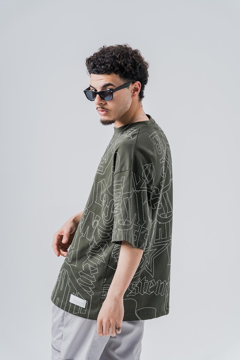 System  Kabartma Bisiklet Yaka Oversize T-shirt