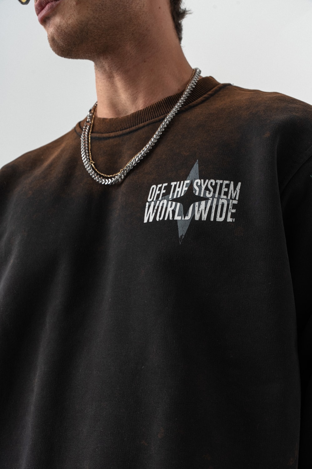 Worldwide Yıkamalı Bisiklet Yaka Sweatshirt