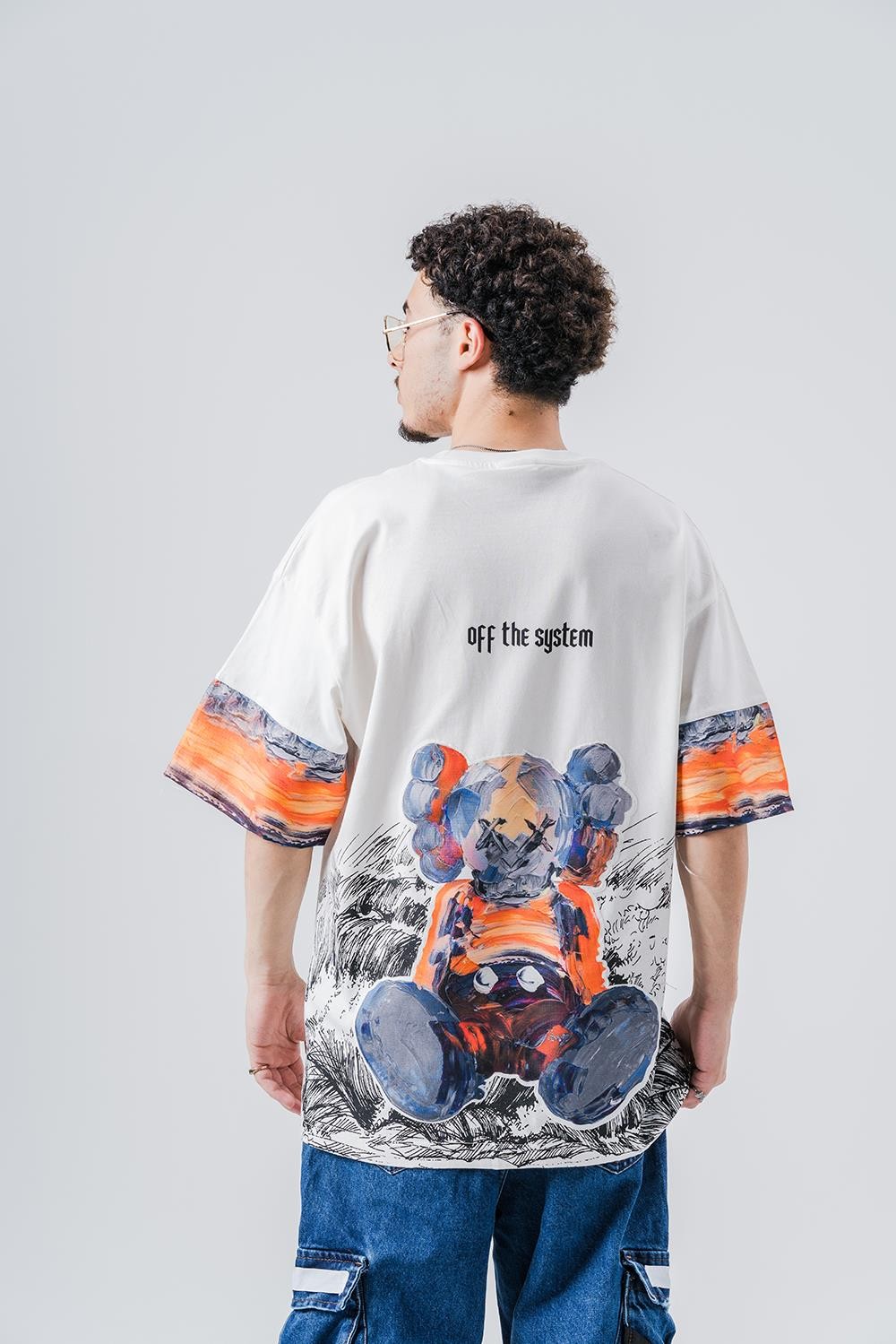 Kaws  Kol Detaylı Bisiklet Yaka Oversize T-shirt