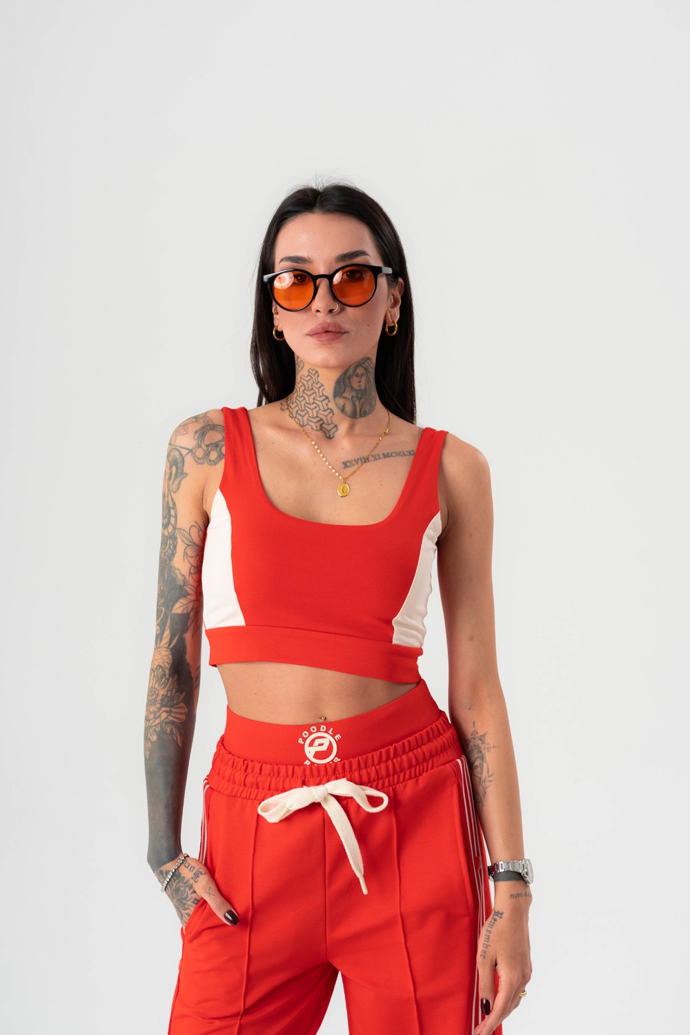 Racer Crop ve Kapüşonlu T-shirt Bir Arada 2'li Set