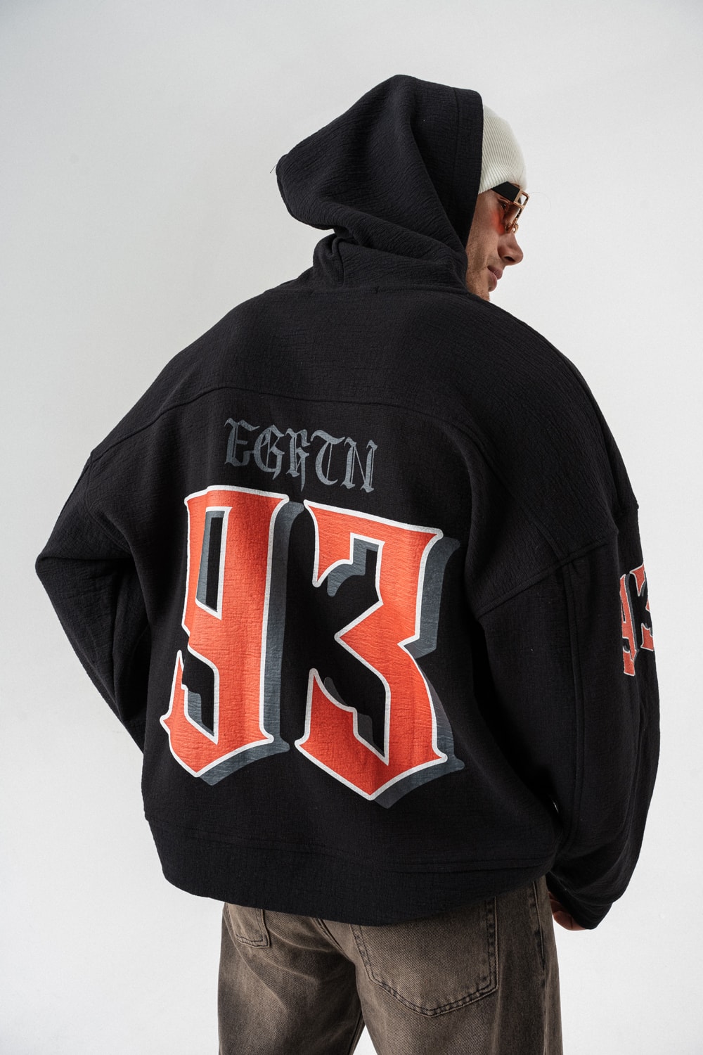 93 Huddle Kapüşonlu Sweatshirt Hoodie - Siyah