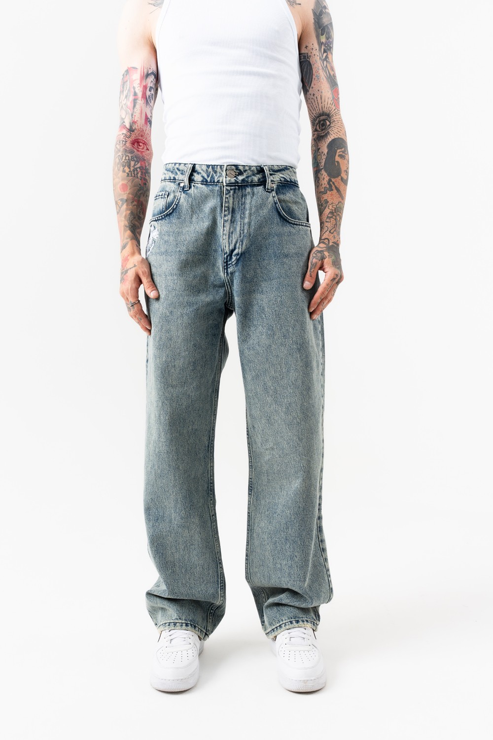Afterhour Nakış Detaylı Baggy Jean Pantolon - Camel