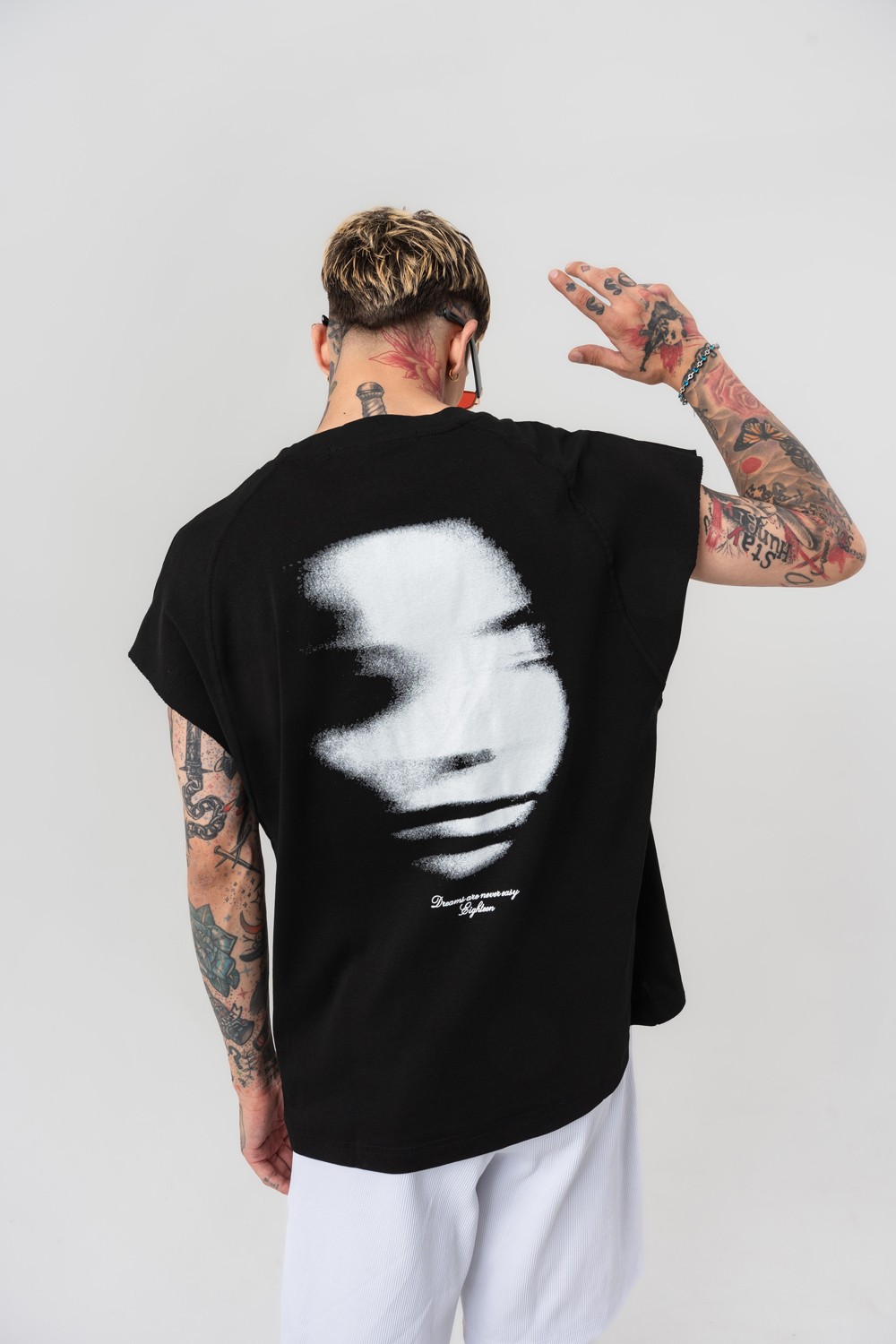 Foggy Pulse Kolsuz Oversize T-shirt - Siyah