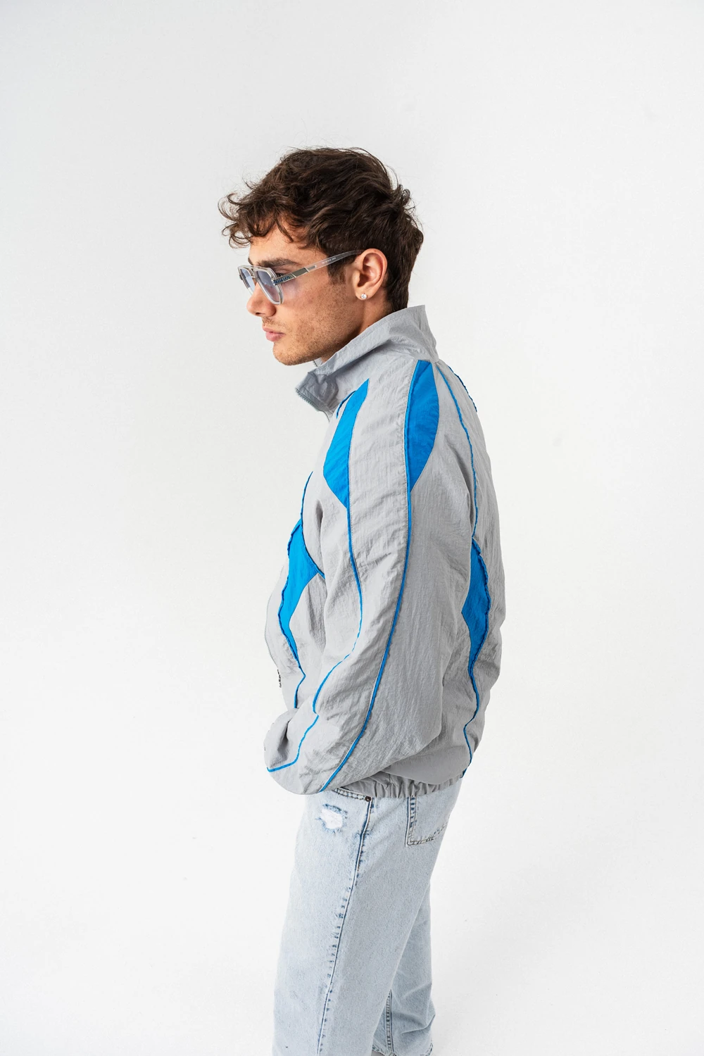 Nightrun Paraşüt Kumaş Fermuarlı Vintage Rüzgarlık Mont - Gri