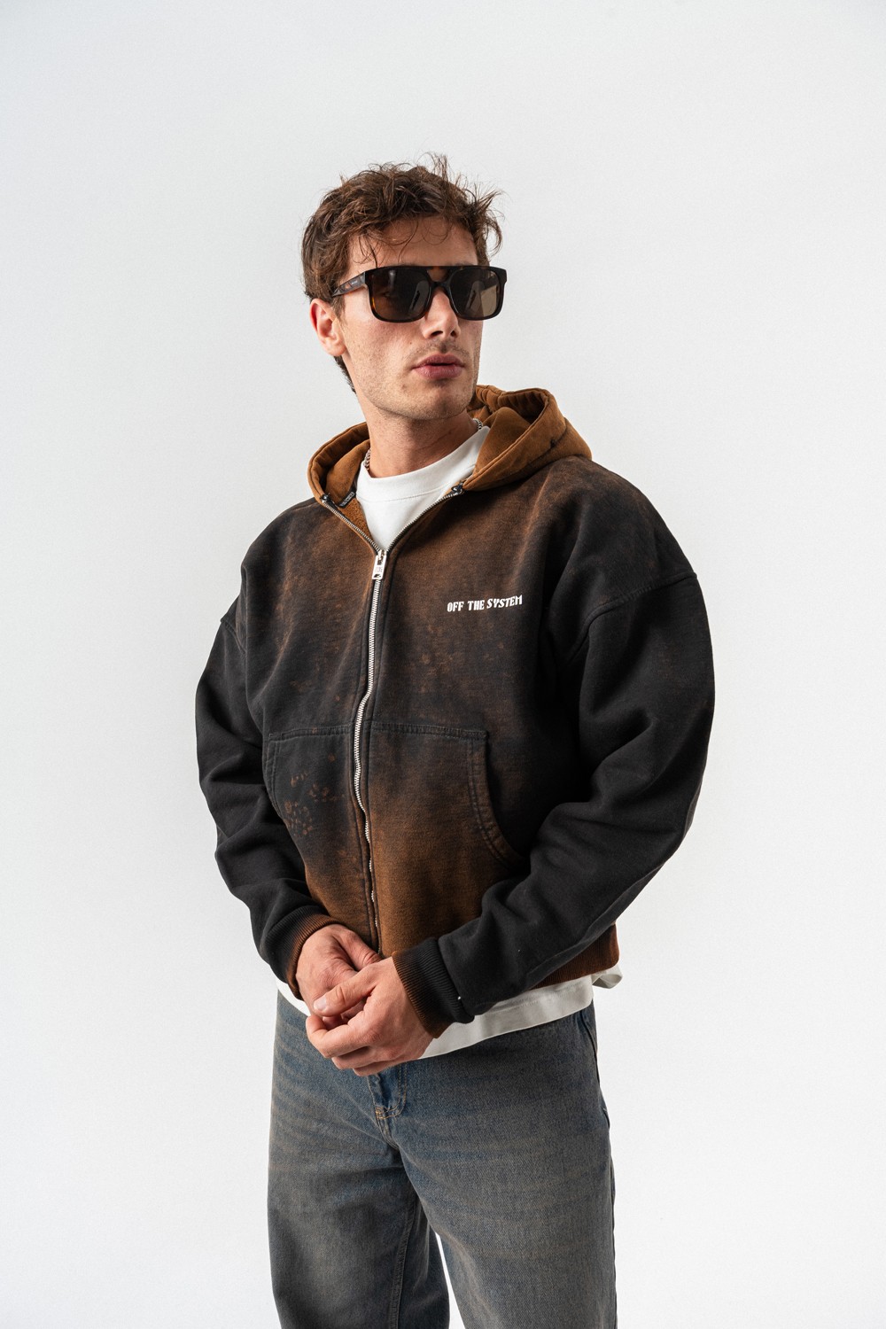 Midnight Yıkamalı Fermuarlı Sweatshirt Hoodie