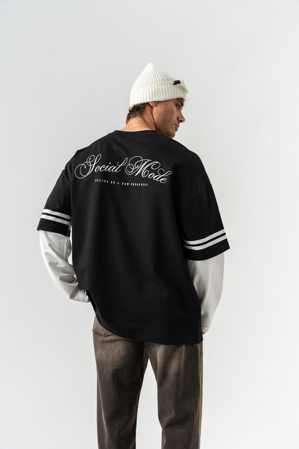 Soical Mode Bisiklet Yaka Birleşik Sweatshirt