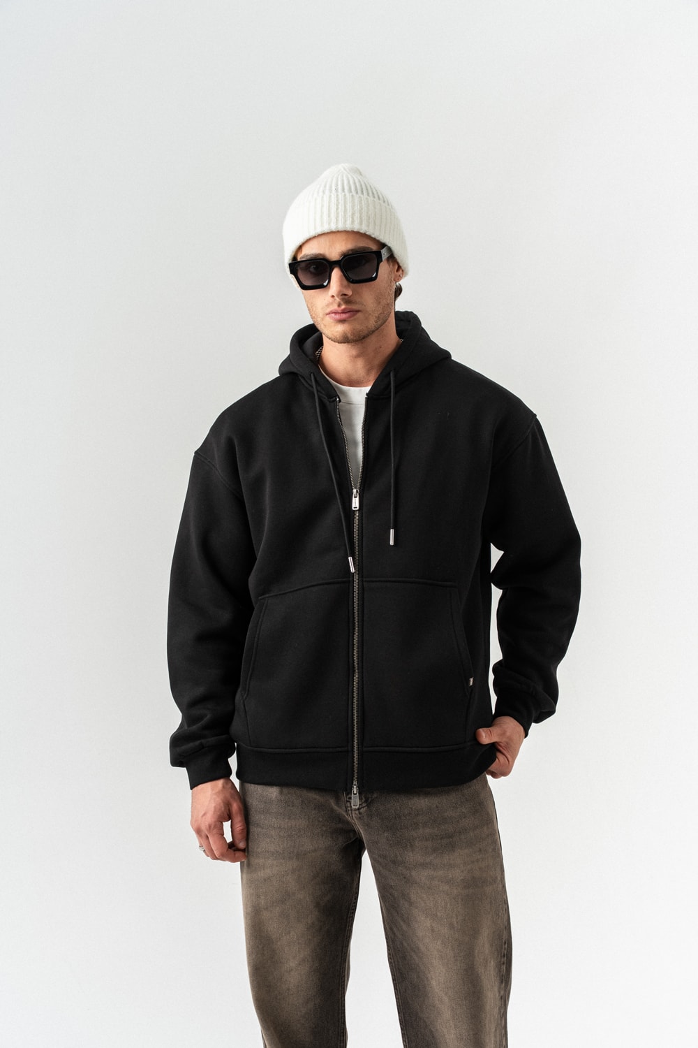 Basebag Fermuarlı ve Sırt Çantası Detaylı Kapüşonlu Sweatshirt (Bere Hediyeli)