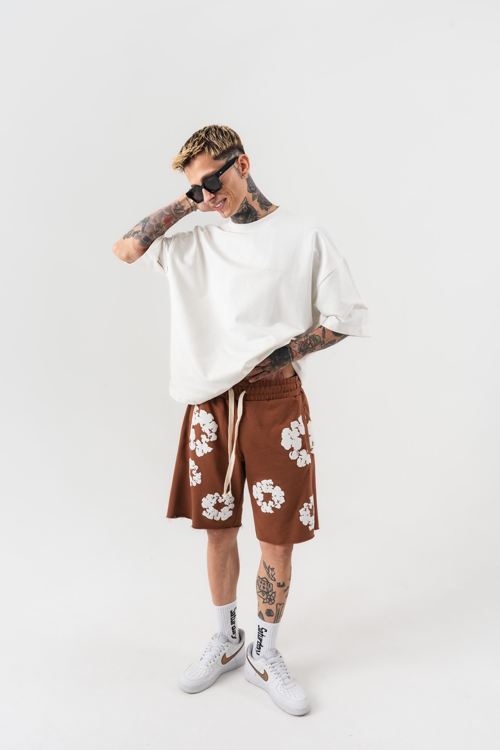 Kanye Tears Kabartmalı Oversize Şort