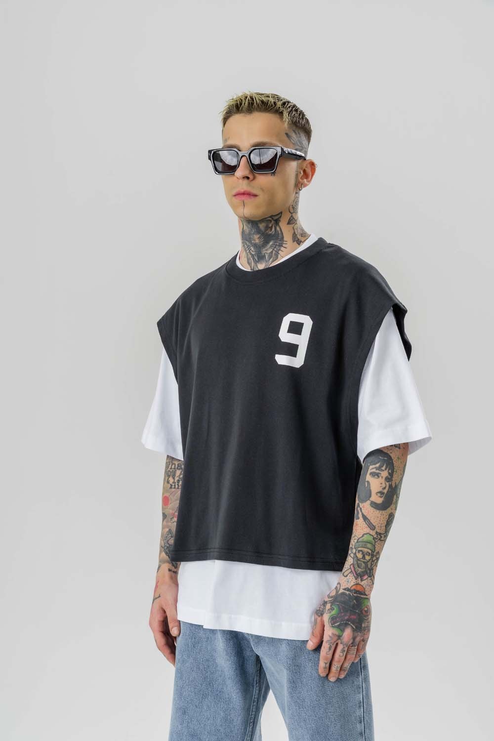 9Riot Premium Oversize Crop ve T-shirt Bir Arada 2'li Set