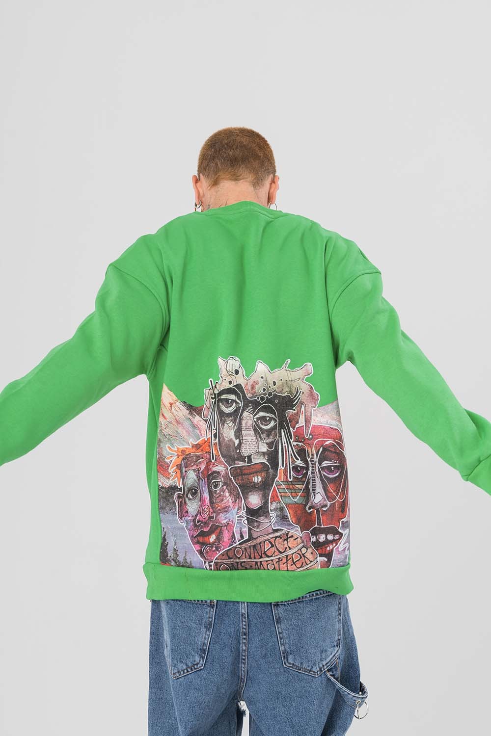 Unhappy Baskı Detaylı Bisiklet yaka Sweatshirt