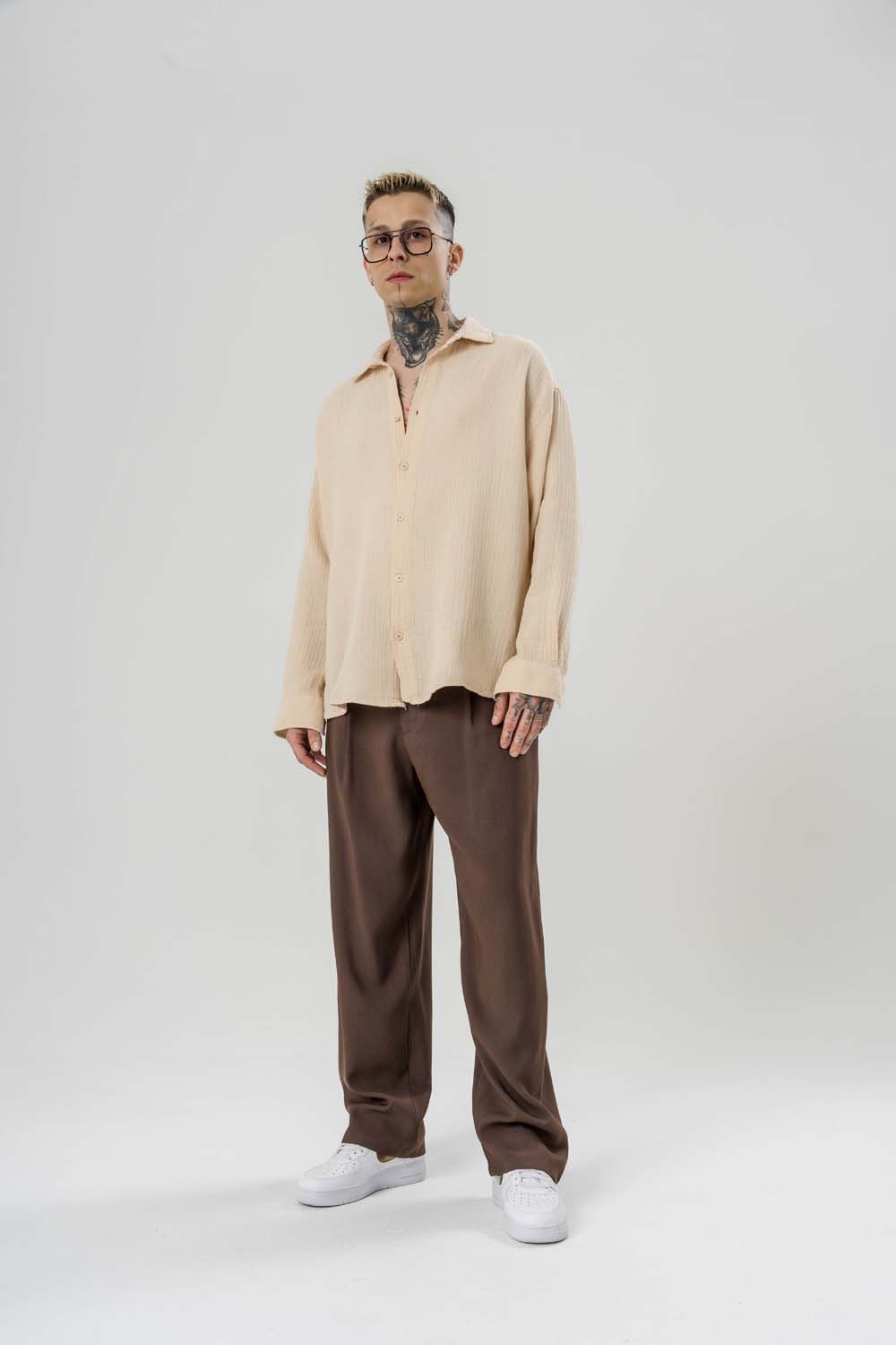 Raffaele Oversize Müslin Keten Gömlek