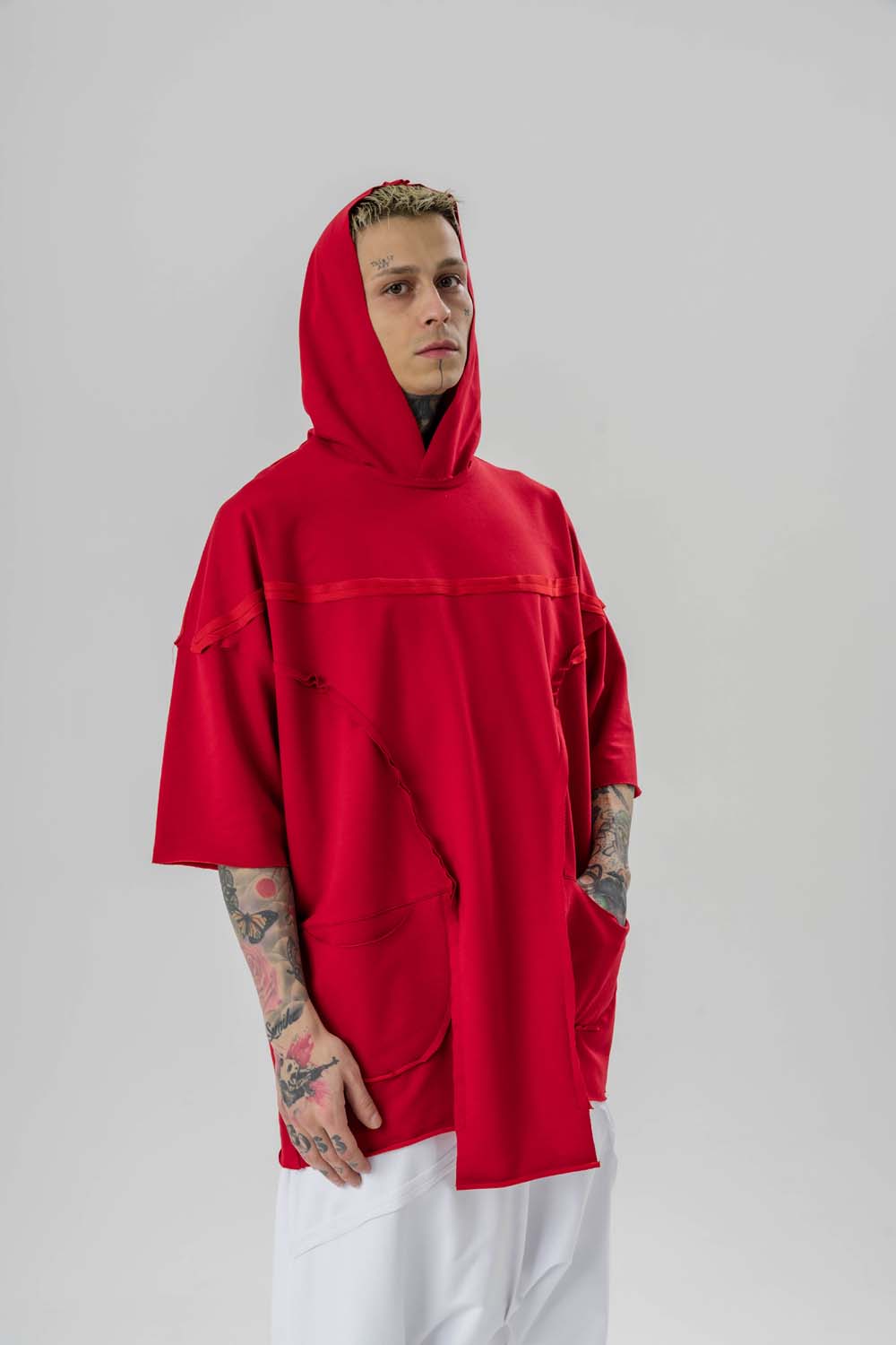 Elevated Asimetrik Oversize Kapüşonlu T-shirt