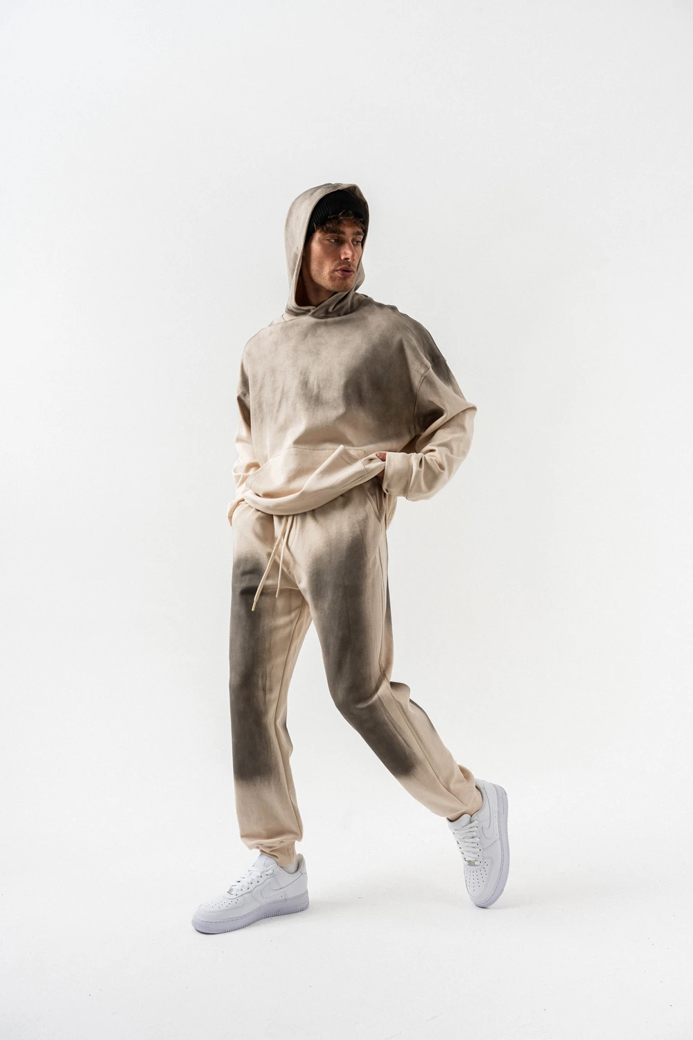 Stonewall Yıkamalı Bel ve Paça Lastikli Eşofman Takımı - Bej