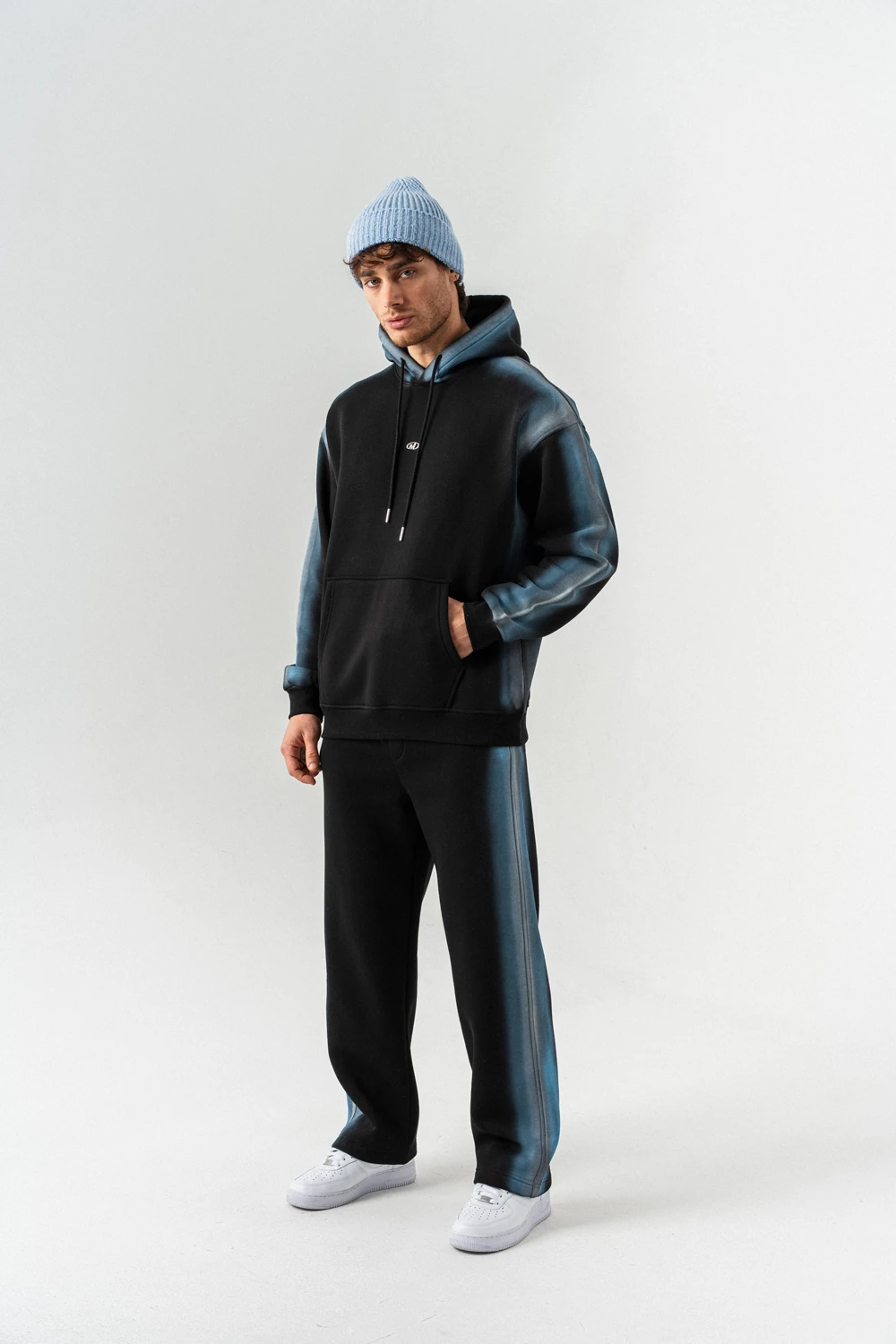 Fadeborn Kapüşonlu Sweatshirt ve Baggy Eşofman Takım - Siyah