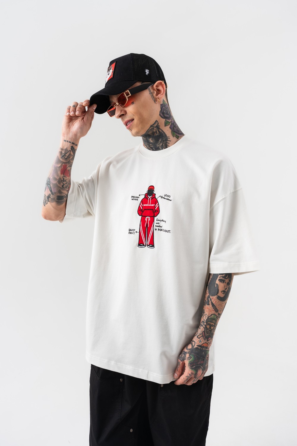 Haze Nakış Detaylı Oversize T-shirt - Beyaz