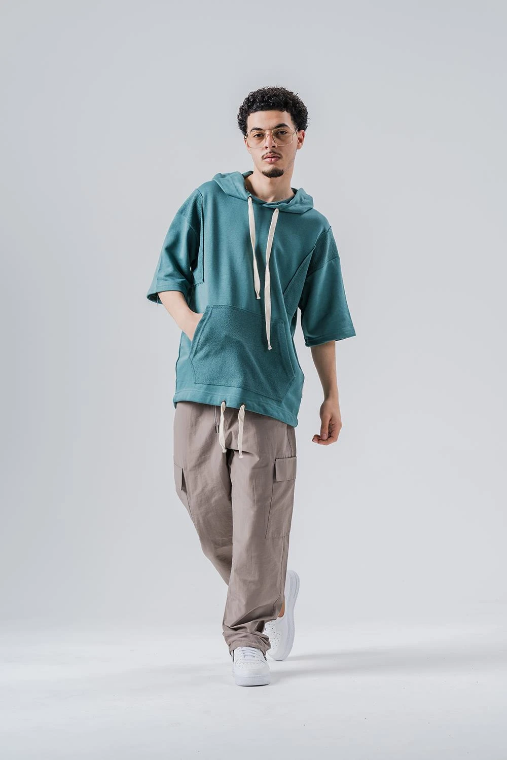 Gym 3 İplik Kanguru Cep Kapüşonlu T-shirt