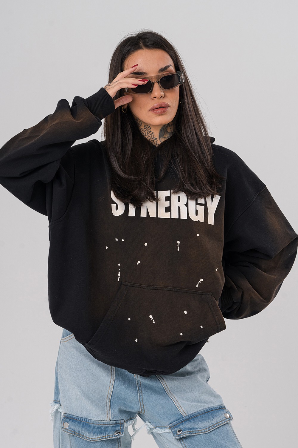 Synergy Yıkamalı Kapüşonlu Sweatshirt