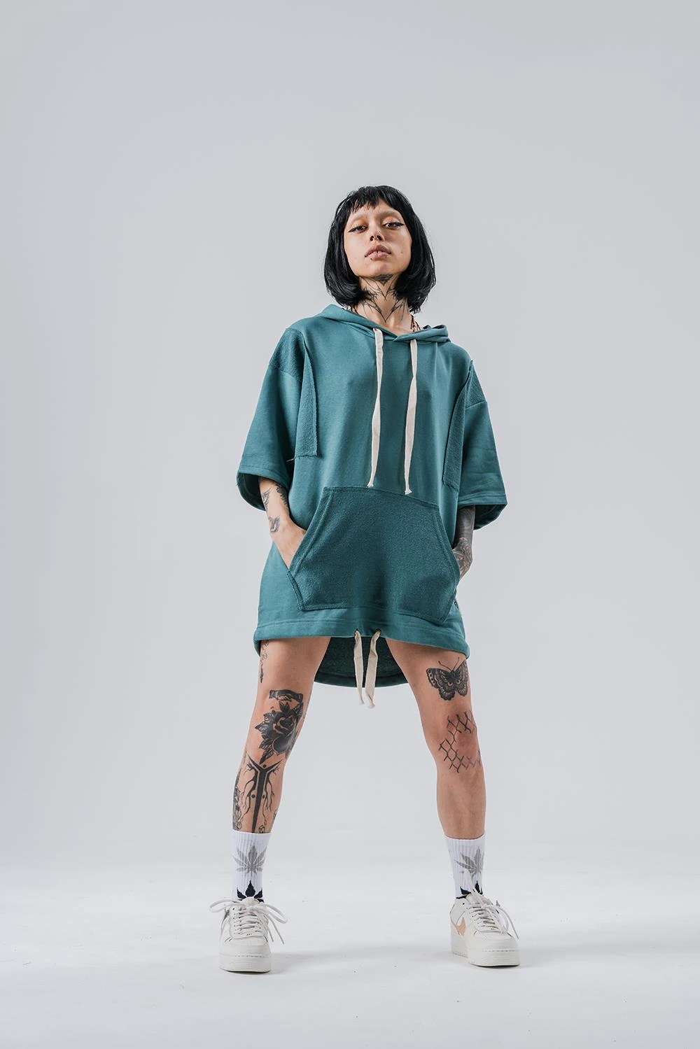 Gym 3 İplik Kanguru Cep Kapüşonlu T-shirt