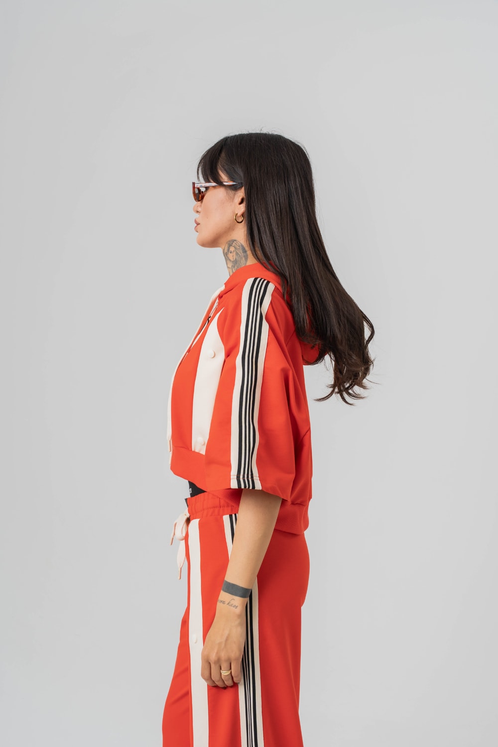 Urban Stripe Crop +  Kapüşonlu Kadın T-shirt 2' li Set
