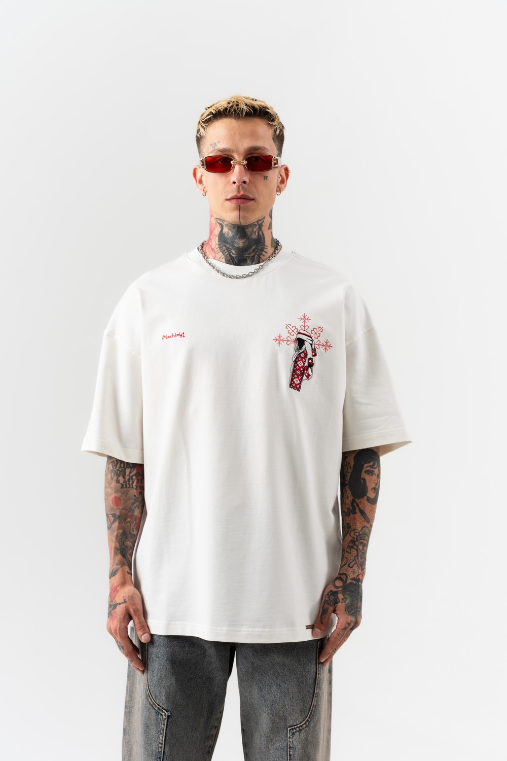 Bedouin Nakış Detaylı Oversize T-shirt - Ekru