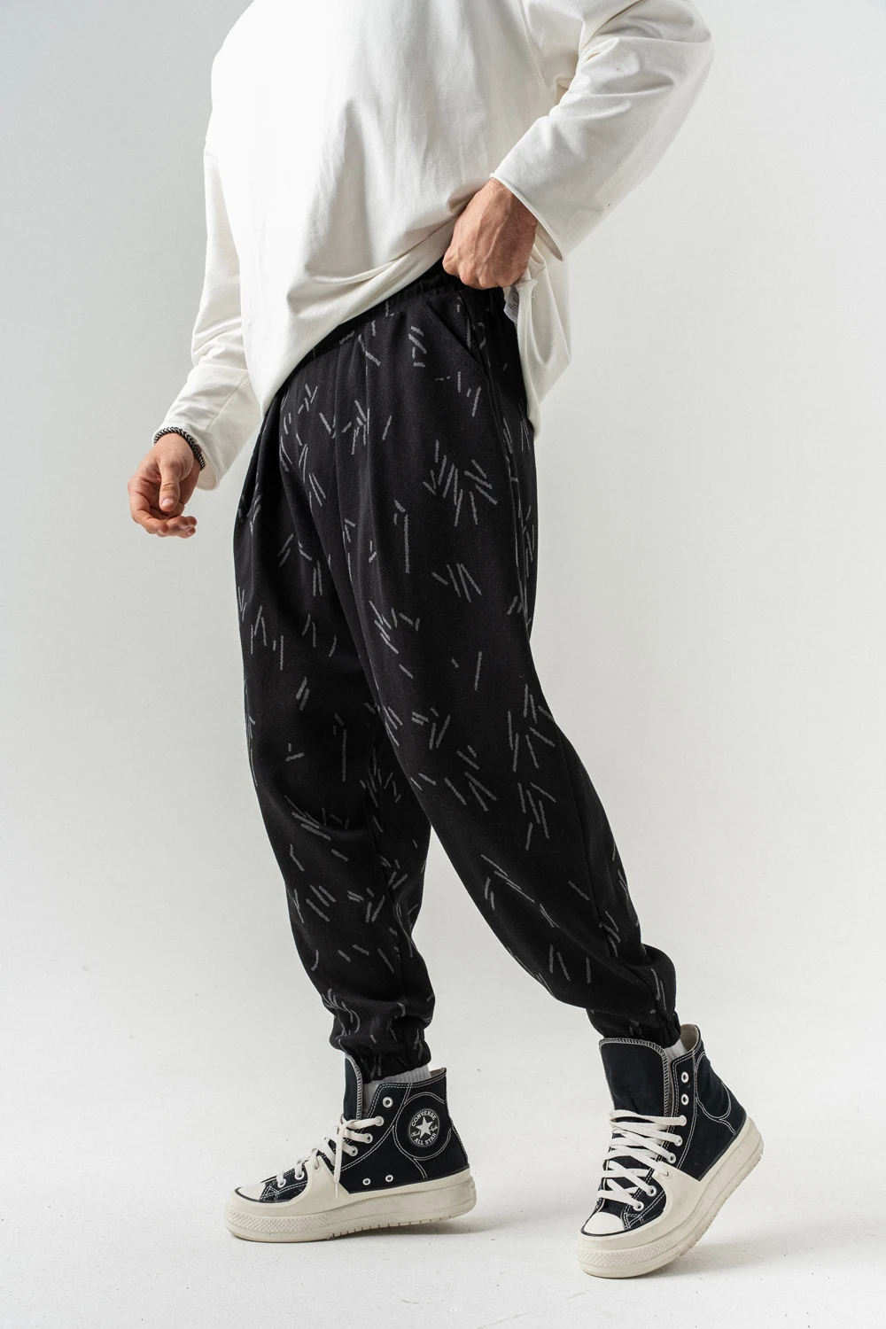 Splinter Bel ve Paça Lastikli Pileli Şalvar