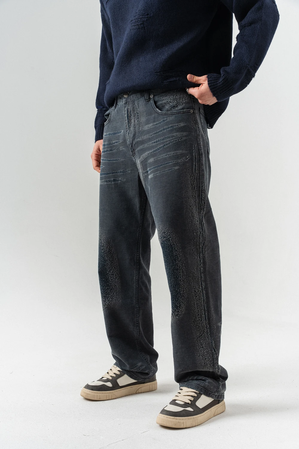 Blackwash Eskitme Detaylı Baggy Jean Pantolon