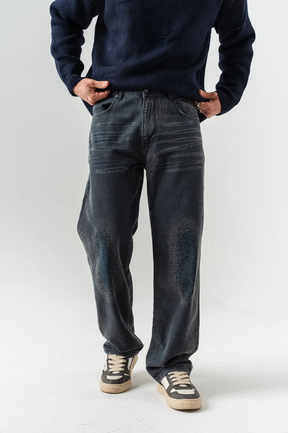 Blackwash Eskitme Detaylı Baggy Jean Pantolon