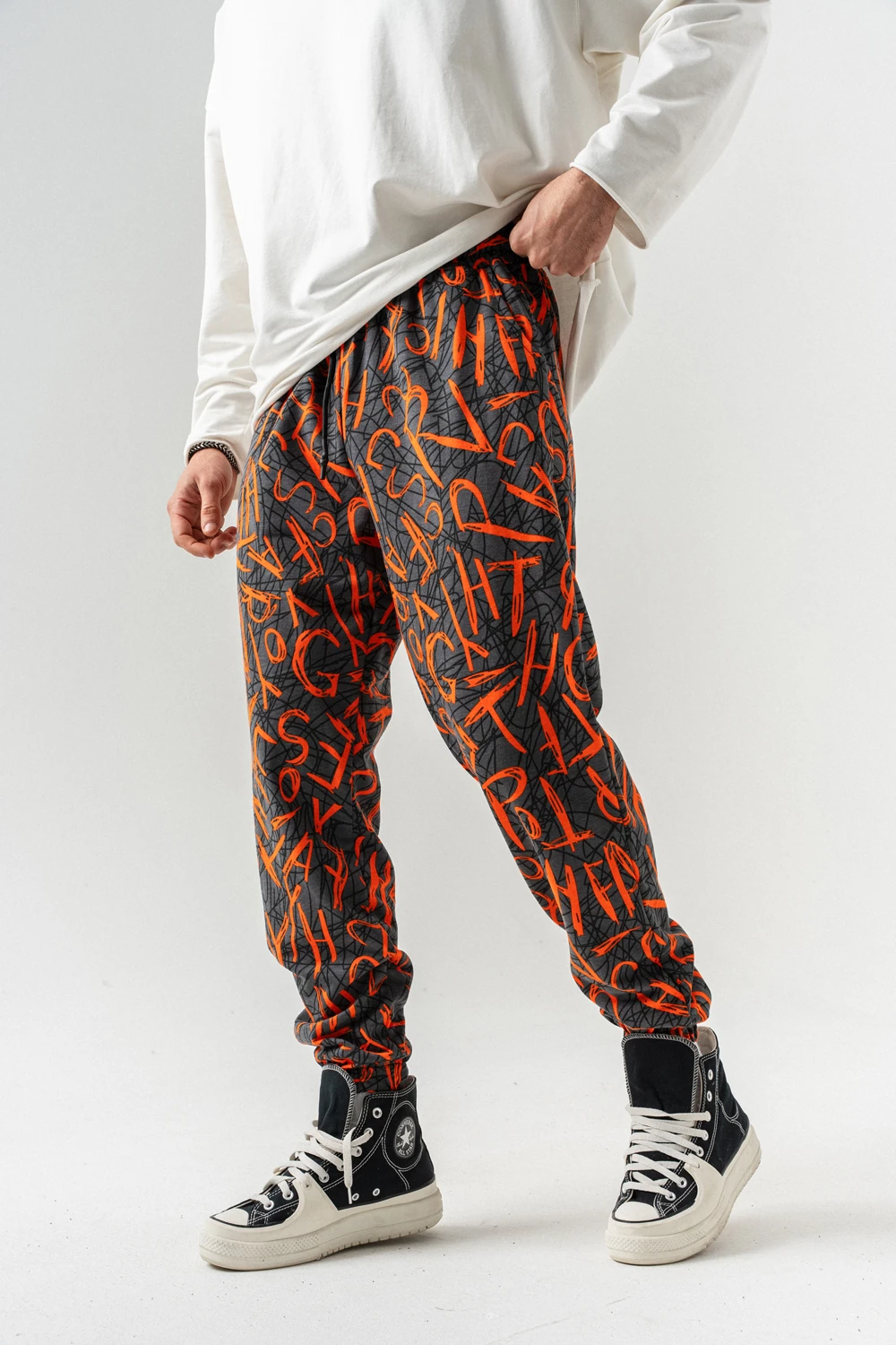 Letter Bel ve Paça Lastikli Jogger Eşofman