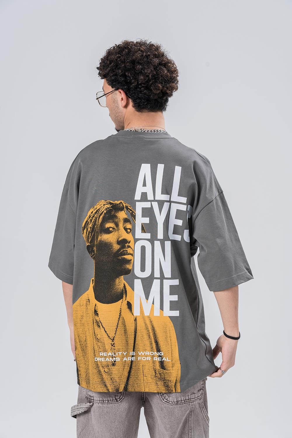 All Eyes On Me Bisiklet Yaka Oversize T-shirt