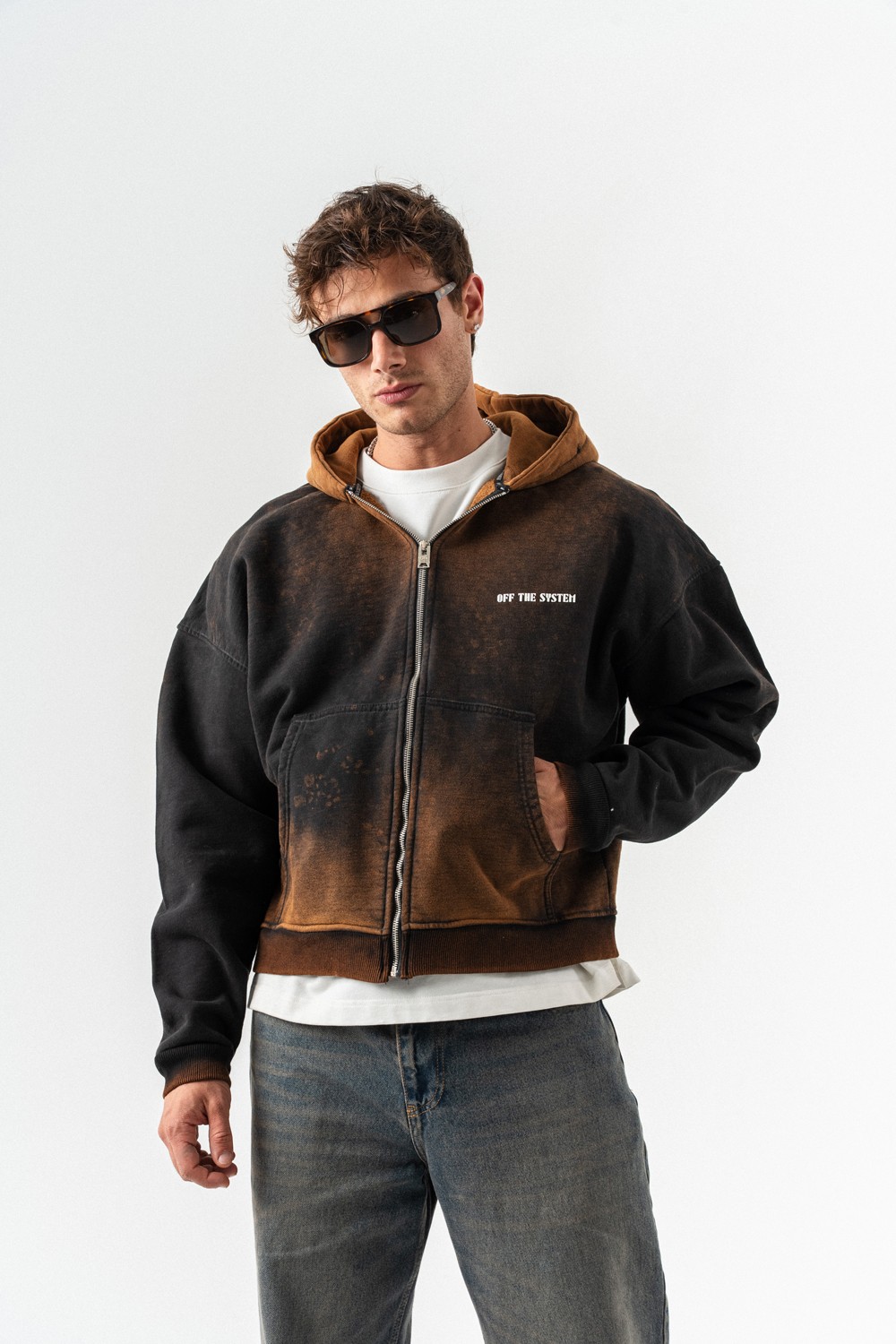 Midnight Yıkamalı Fermuarlı Sweatshirt Hoodie