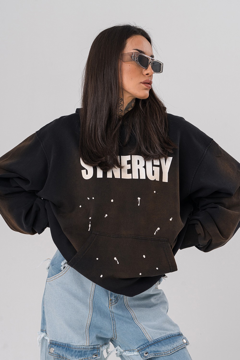 Synergy Yıkamalı Kapüşonlu Sweatshirt