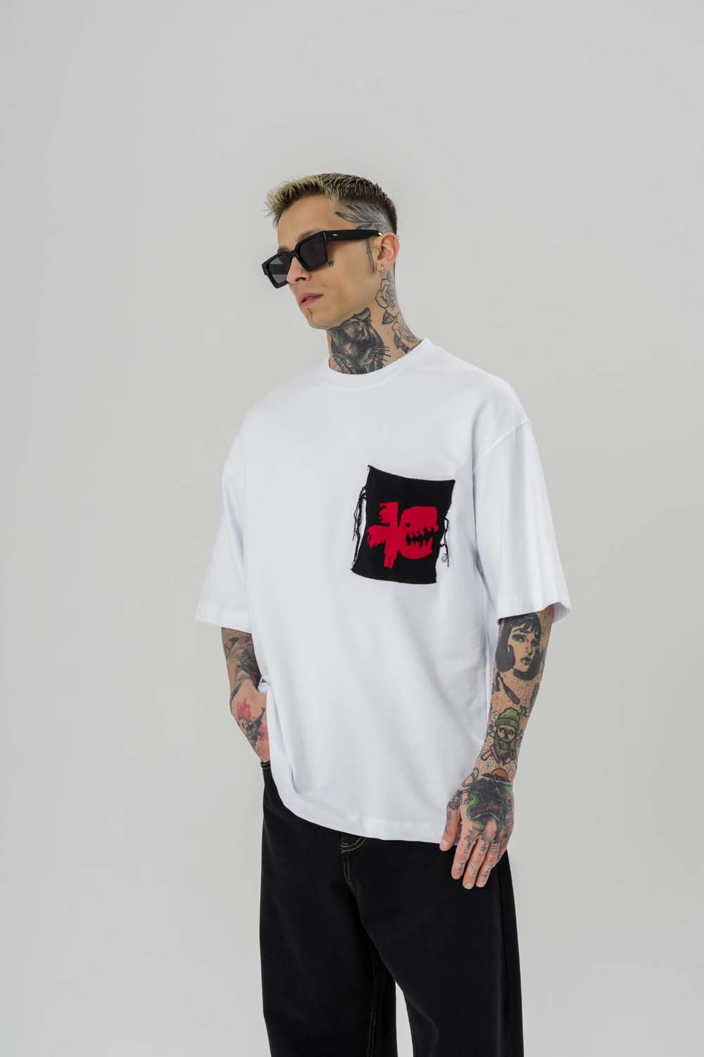 Dinosaur Saçaklı Cep Oversize T-shirt
