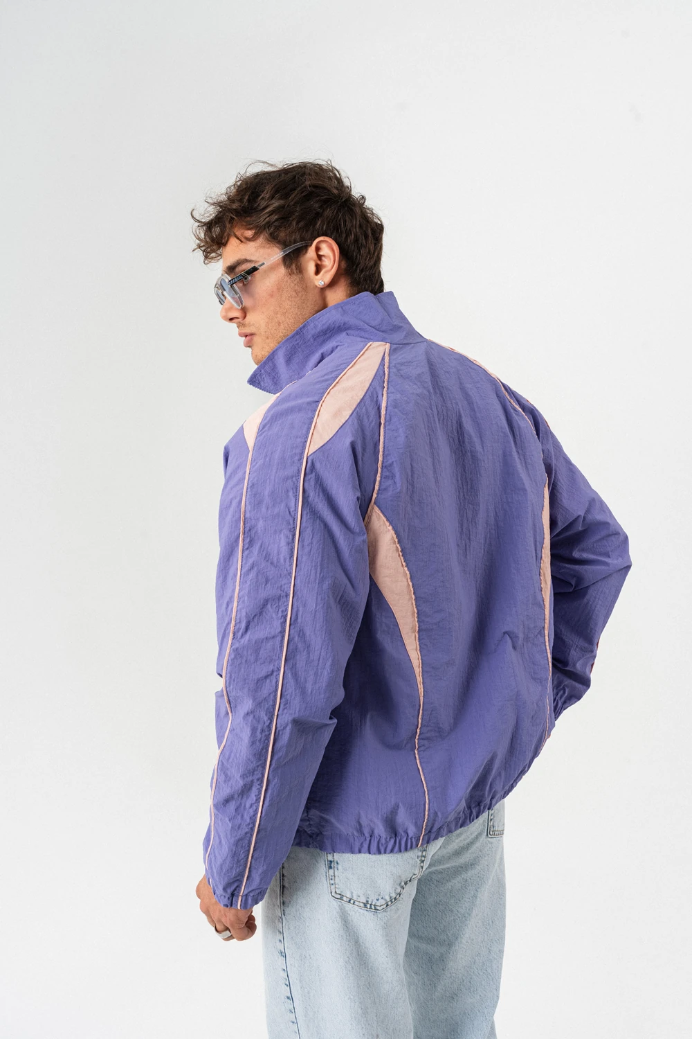 Nightrun Paraşüt Kumaş Fermuarlı Vintage Rüzgarlık Mont - Mor