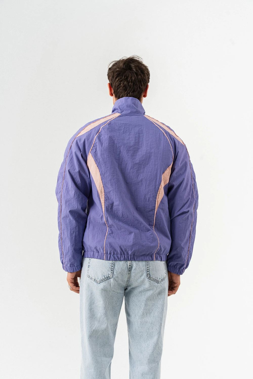 Nightrun Paraşüt Kumaş Fermuarlı Vintage Rüzgarlık Mont - Mor