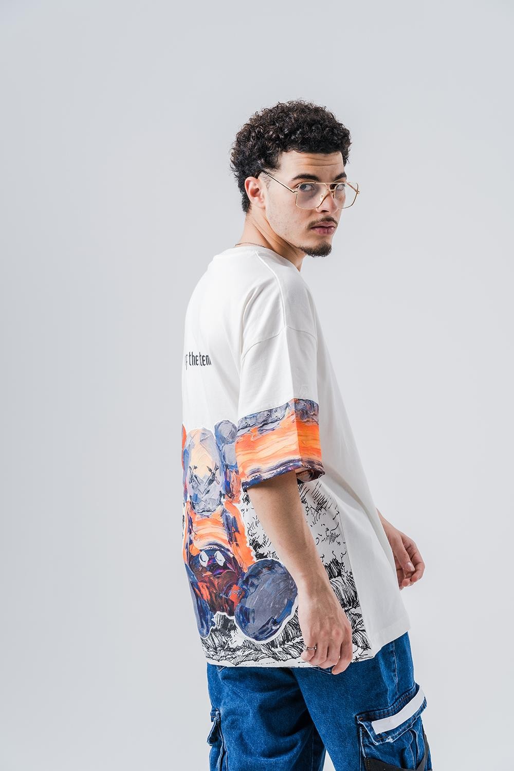 Kaws  Kol Detaylı Bisiklet Yaka Oversize T-shirt