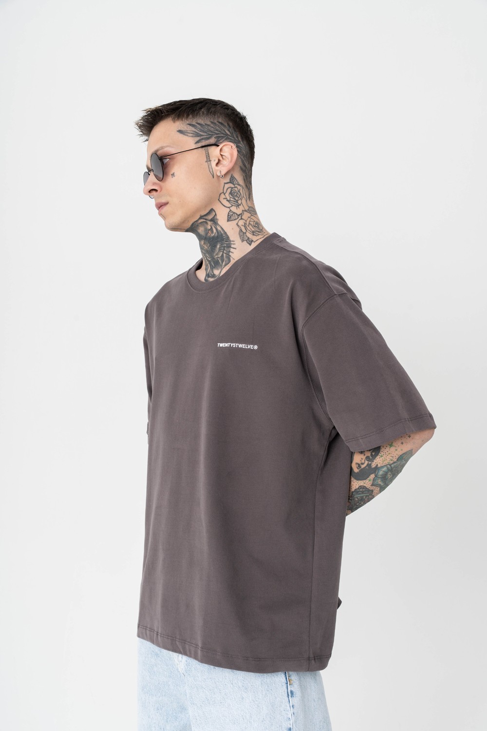 Basic Fırçalı Kumaş Oversize T-shirt