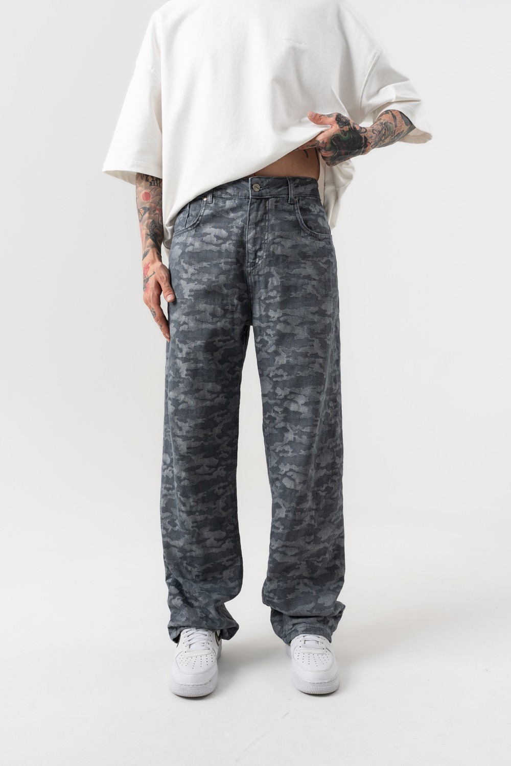 Cloud Nakış Detaylı Jean Baggy Pantolon