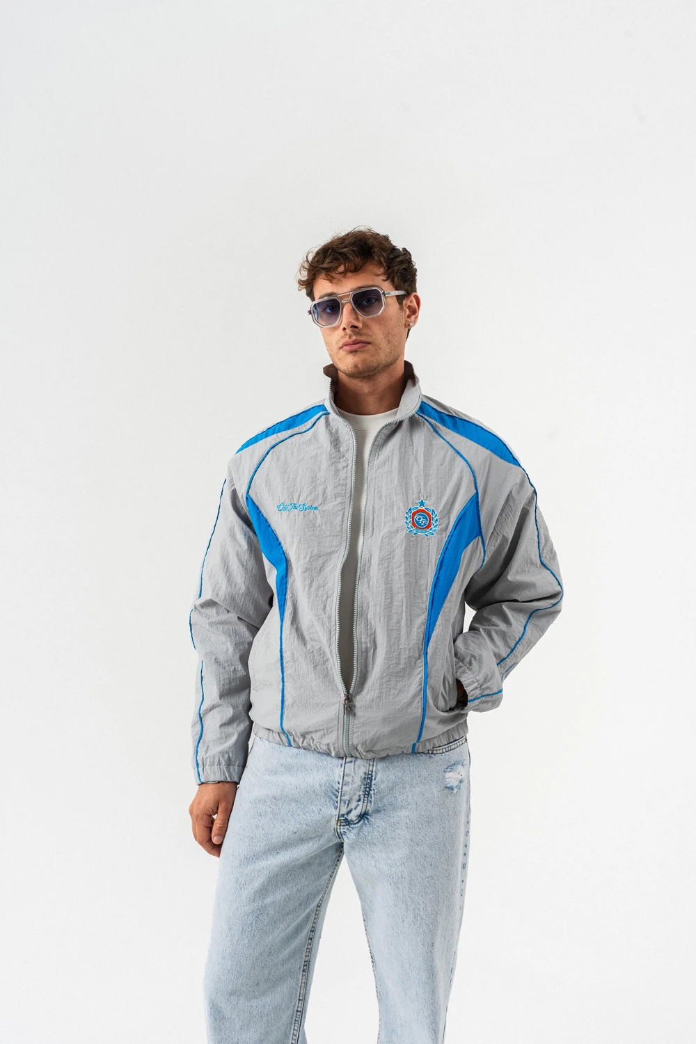 Nightrun Paraşüt Kumaş Fermuarlı Vintage Rüzgarlık Mont - Gri