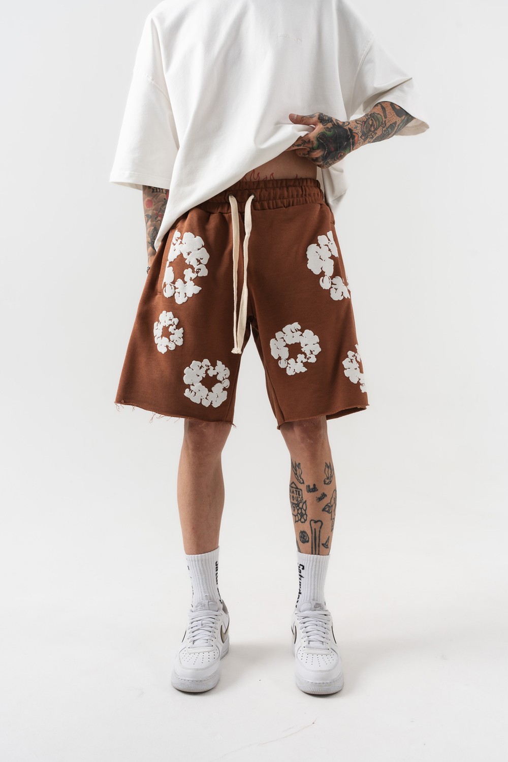 Kanye Tears Kabartmalı Oversize Şort