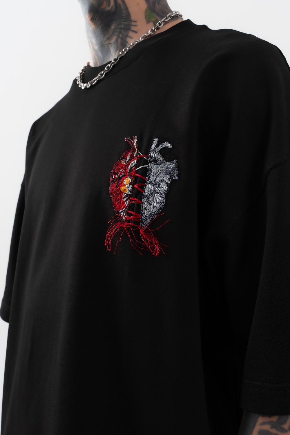 Heart Stitch Nakış Detay Oversize T-shirt