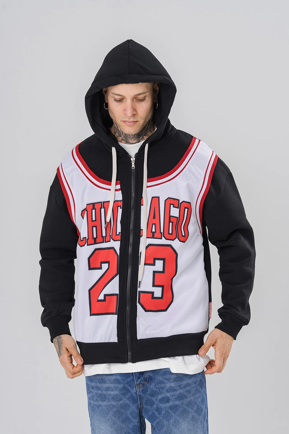 Bulls 23 Eklentili ve Fermuar Detaylı Kapüşonlu Sweatshirt