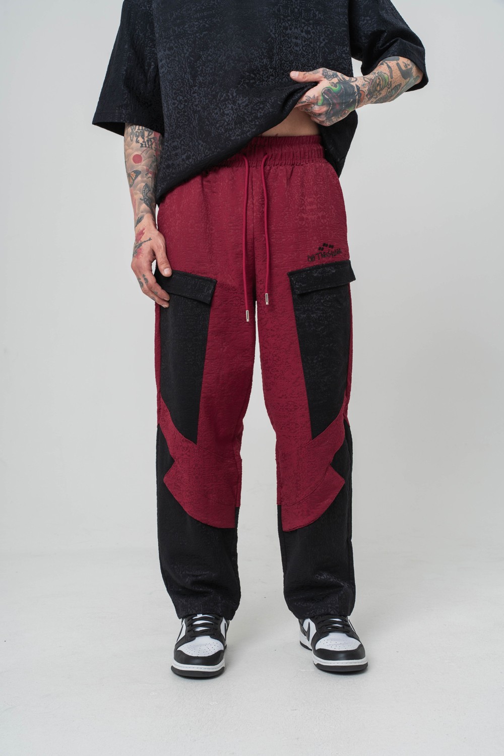Benjamin Cep Detaylı Rug Desen Pantolon - Bordo