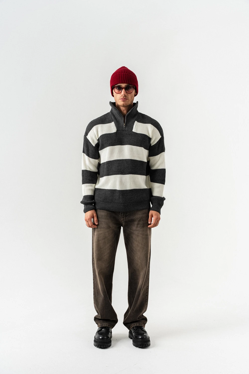 Haven Yarım Fermuarlı Polo Yaka Kazak