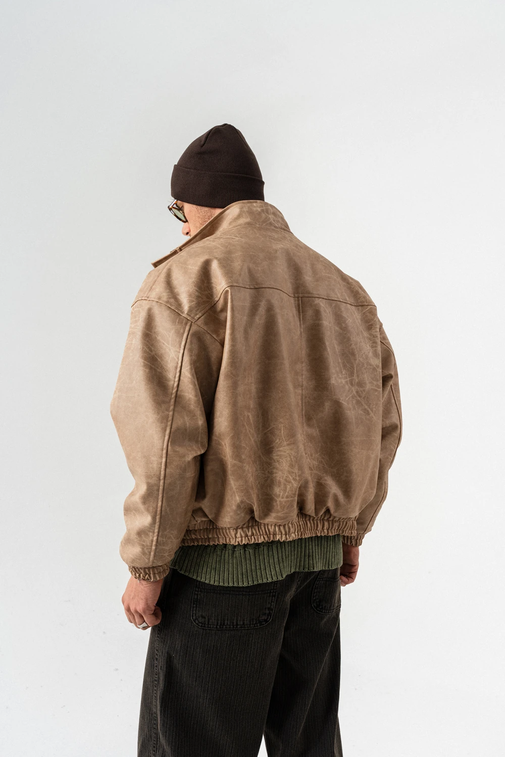 Overrun Fermuar ve Kapamalı Deri Mont