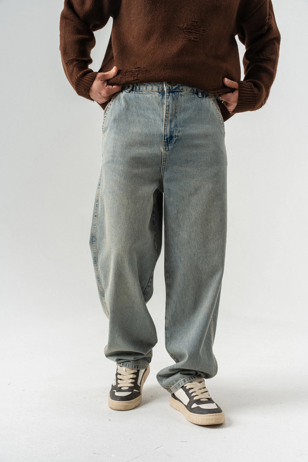 Baremood Baggy Jean Pantolon - Buz Mavisi