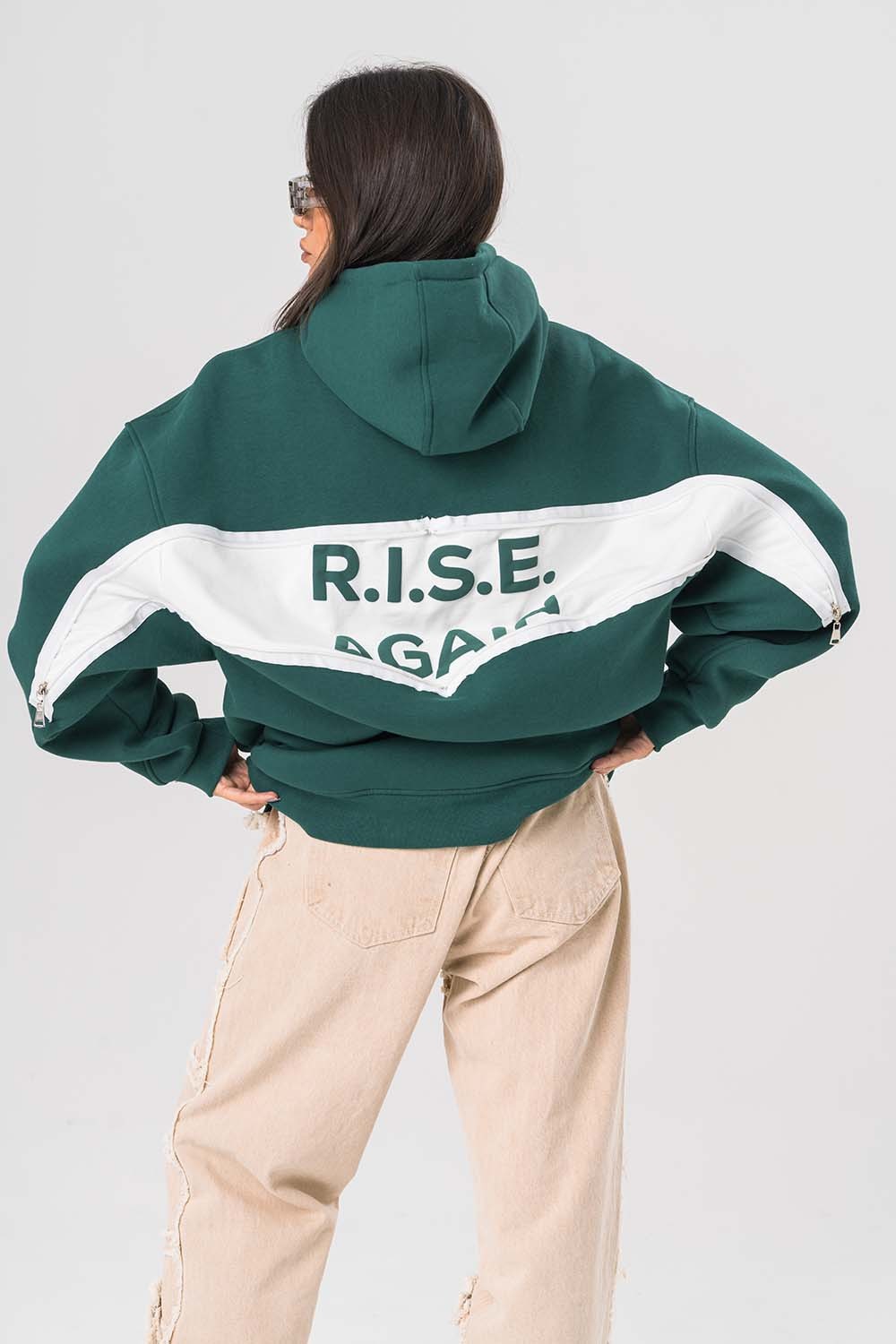 Rise Again Sırt Gizli Fermuar Detay Kapüşonlu Sweatshirt